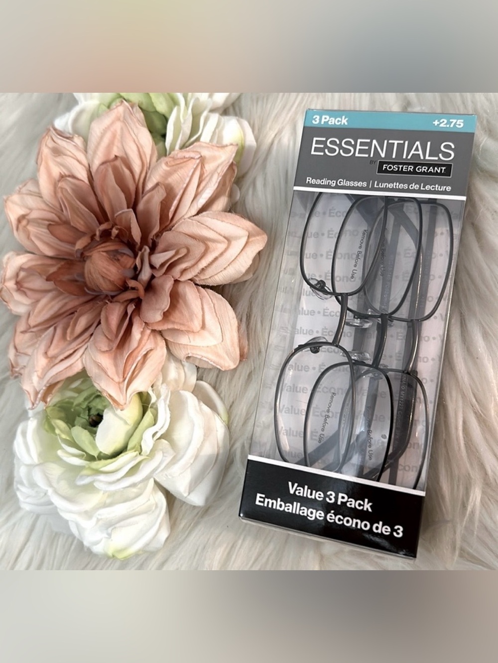 3 Pack Foster Grant Essentials Readers Glasses Black and Brown +275 NEW!
